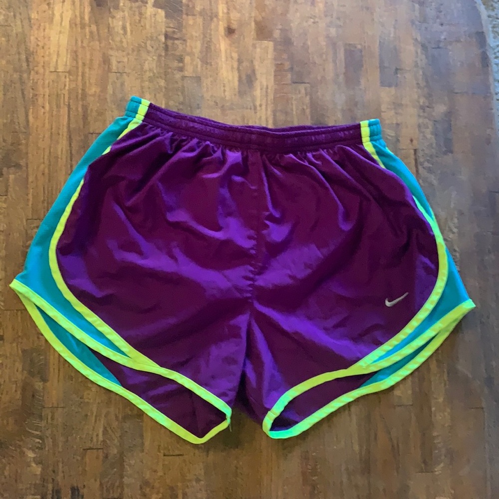 Nike DRI-FIT Women’s Running Shorts - Purple, Turquoise, Neon Yellow - Medium